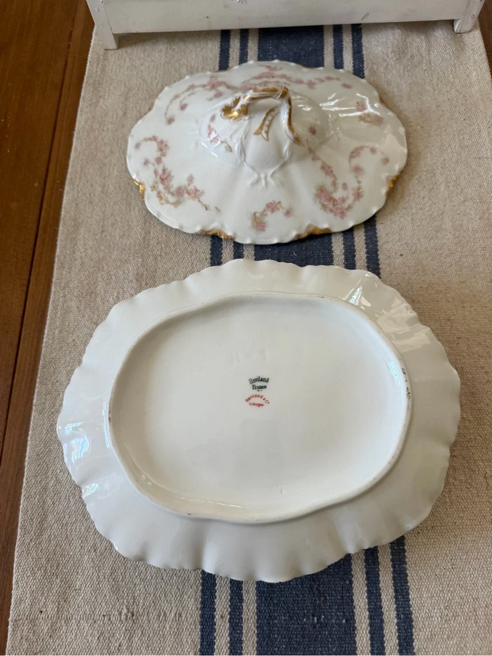 Haviland Limoges Porcelain Schleiger ?525 Pink Gold Floral Covered Bowl